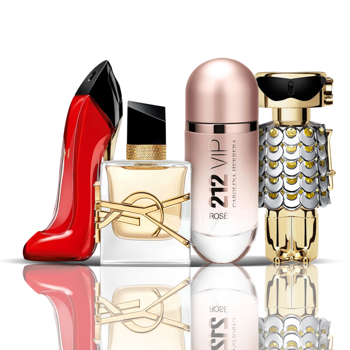 Zestaw 4 perfum | Very Good Girl + Libre + 212 VIP Rose + Fame 100 ml